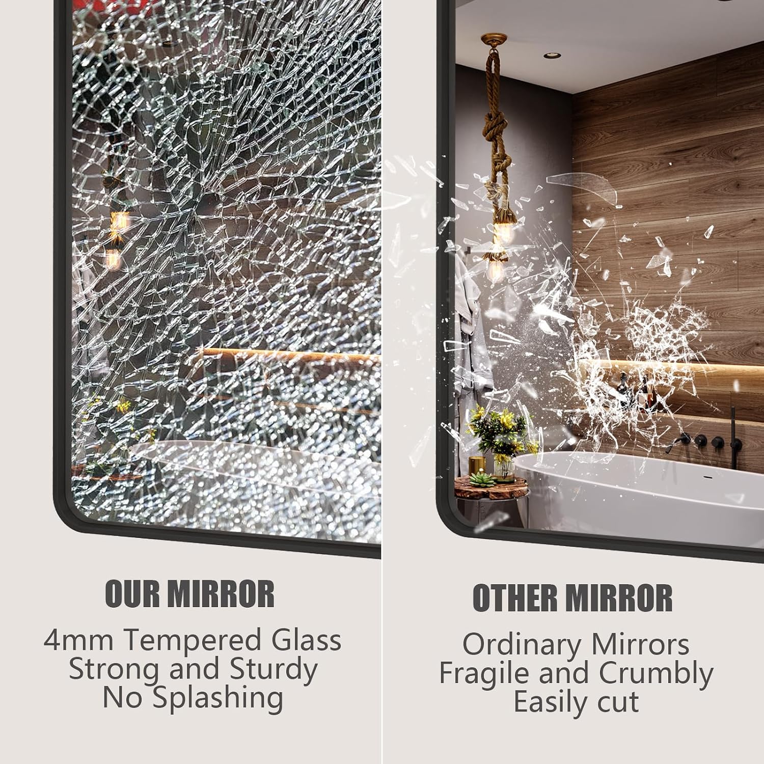 24X30 Inch Black Metal Framed Bathrrom Mirror For Wall, Matte Black Rectabgle Mirror, Rounded Corner, Anti-Rust (Horizontal/Vertical)