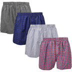 Falari 4-Pack Men'S Boxer Underwear, 100% Cotton, Premium Quality, One-Button Fly