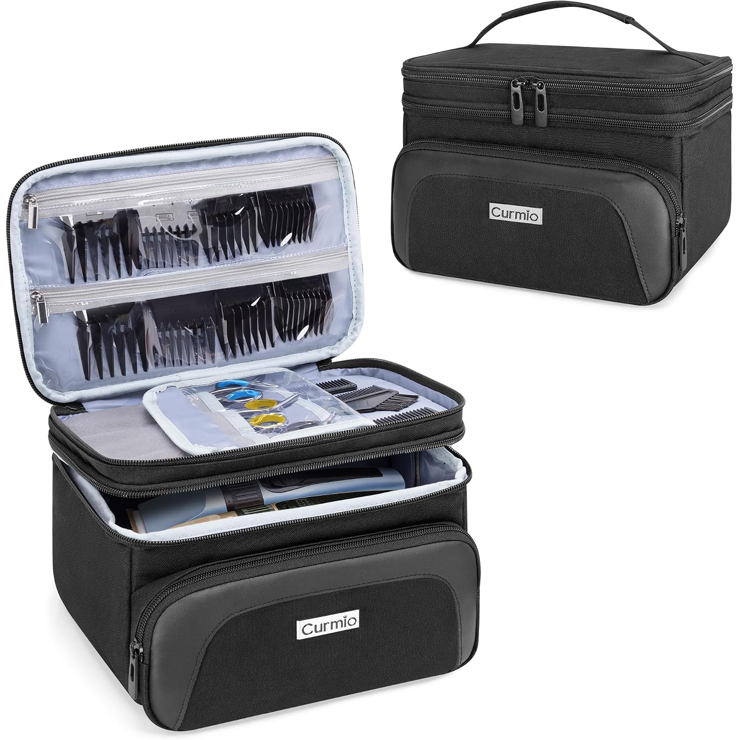 Travel Carrying Case For Hair Clipper, Double Layer Barber Supplies Hair Cutting Tools Storage Bag Compatible With Ufree/Wahl/Andis/Hatteker/Osterpro And Most Standard Men Hair Trimmer
