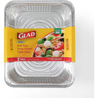 Glad Disposable Half Size Aluminum Steam Pans, Deep Heavy Duty Foil Pans for Steaming, Baking, Roasting, Meal Prep, Catering & Freezer Storage, 12.5 x 10.25 x 2.5 Inch, 2 Count