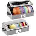 Hat Organizer For Baseball Caps, 2-Pack Stackable Hat Storage Box Holds 30 Caps, Foldable Cardboard Holder With Clear Dust-Proof Window For Closet, Grey