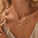Elemtansy Mothers Day Custom Name Necklace with 1-3 Tiny Names - 18K Gold-Plated Family Necklace Personalized with Heart, Cross, Paw Print - Birthday Jewelry Gifts for Mom, Wife