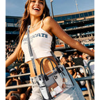 Clear Tote Bag Stadium Events Transparent Clear Purse for Women Thick PVC Shoulder Bag with Guitar Strap for Concert