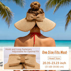 Sun Hats Visor for Women, UV UPF Straw Beach Hat Foldable Wide Brim Ponytail Summer Hats Packable Travel