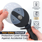 Deiss Lux Heavy Duty Pizza Cutter With Wheel Slicer- Stainless Steel Sharp Smooth Pizza Cutter Wheel With Easy Grip Non-Slip Handle, Dishwasher Safe (Black)