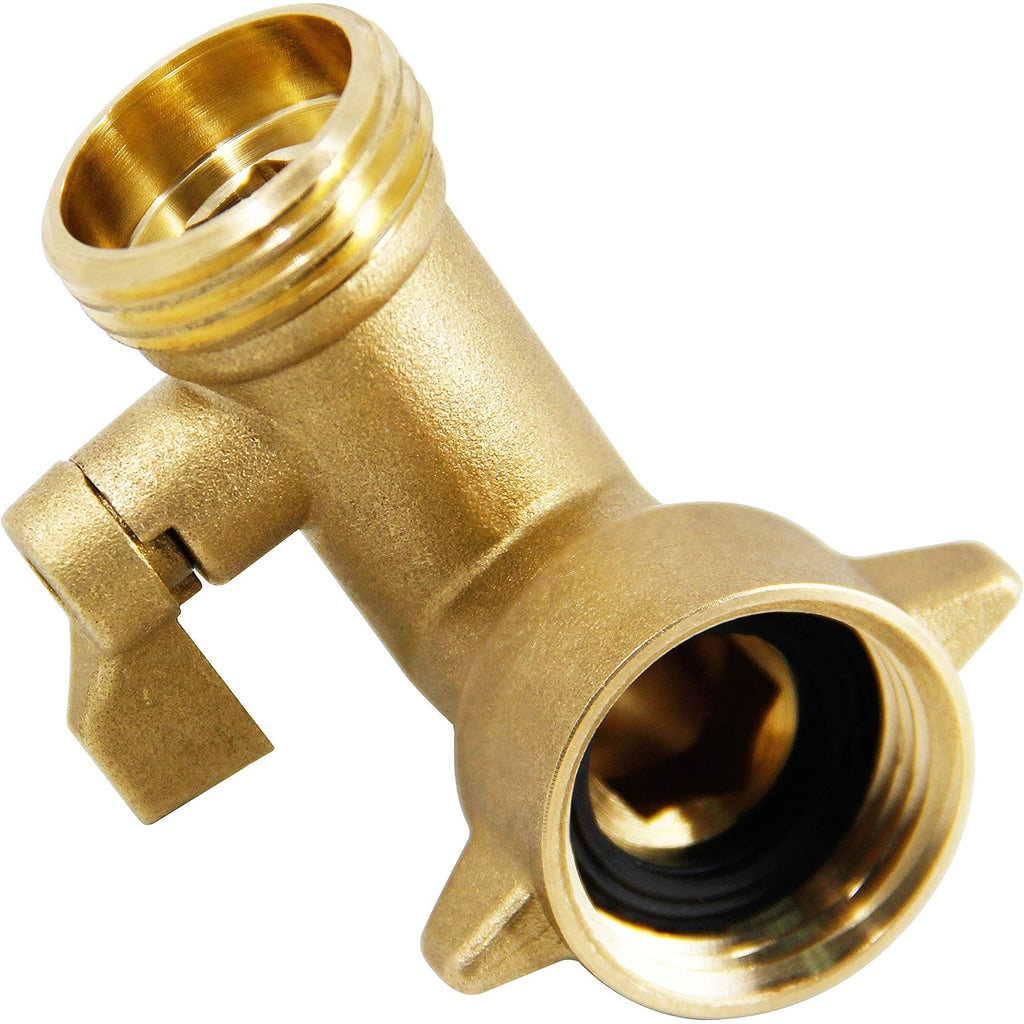 Lifynste Garden Hose Elbow Connector, 90 Degree Brass Garden Hose Elbow Adapter With Shut Off Valves, 2 Pack