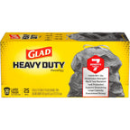 Glad Forceflex Heavy Duty Trash Bags, Rip And Tear Resistant, Unscented Black X-Large Garbage Bags, Odor Control, 30 Gallon Trash Bags, 25 Count