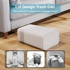 N. NETDOT 3 Pack 10L / 2.6 Gallon Small Trash Can with Lid, Bathroom Garbage Can with Pop-Up Lid, Waste Basket for Bathroom, Kitchen, Bedroom, Powder Room, Craft Room, Office, College (Off White)