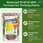 10-10-10 Plant Fertilizer Slow Release - 10 10 10 All Purpose Granular Garden Fertilizer For Vegetables, Tomato, Arborvitae, Shrubs, Rose, Flowers, Fruit, Fig Trees (1/2 Quart)