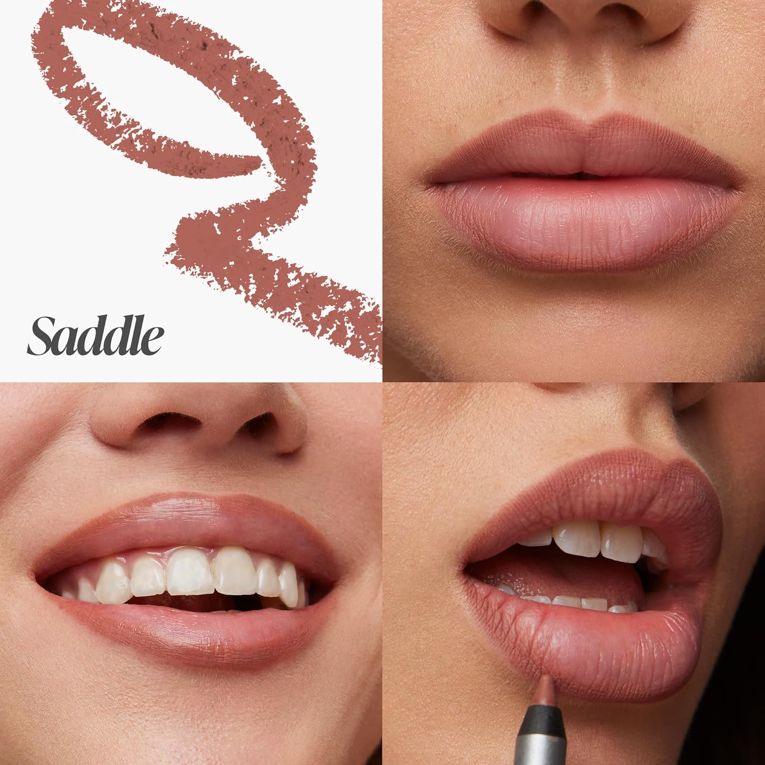 Wonderskin Lipliner Pencil - 360 Contour Lipliner, Long Lasting, Sharpenable, Waterproof and Transfer-Proof Brown Lip Liner Pencil (Saddle)