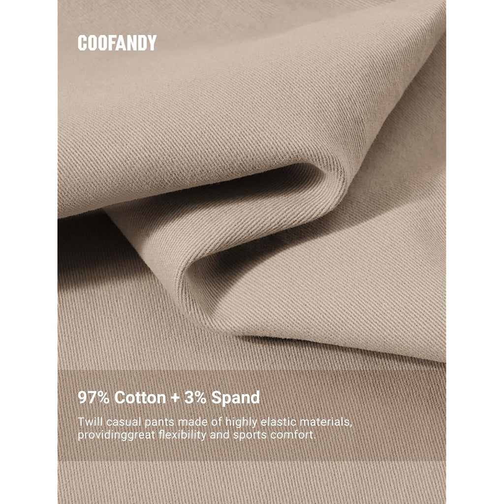 Coofandy Mens Casual Shorts Cotton Drawstring 9 Inch Chino Shorts Stretch Elastic Waist Summer Beach Golf Shorts