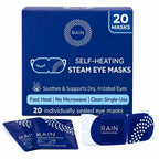 Rain - Heated Eye Mask For Dry Eyes, Self Heating Steam Eye Masks Disposable, Warm Compress For Eyes, Stye Treatment, Moist Heat, Unscented, No Microwave, Travel Ready (20 Masks)