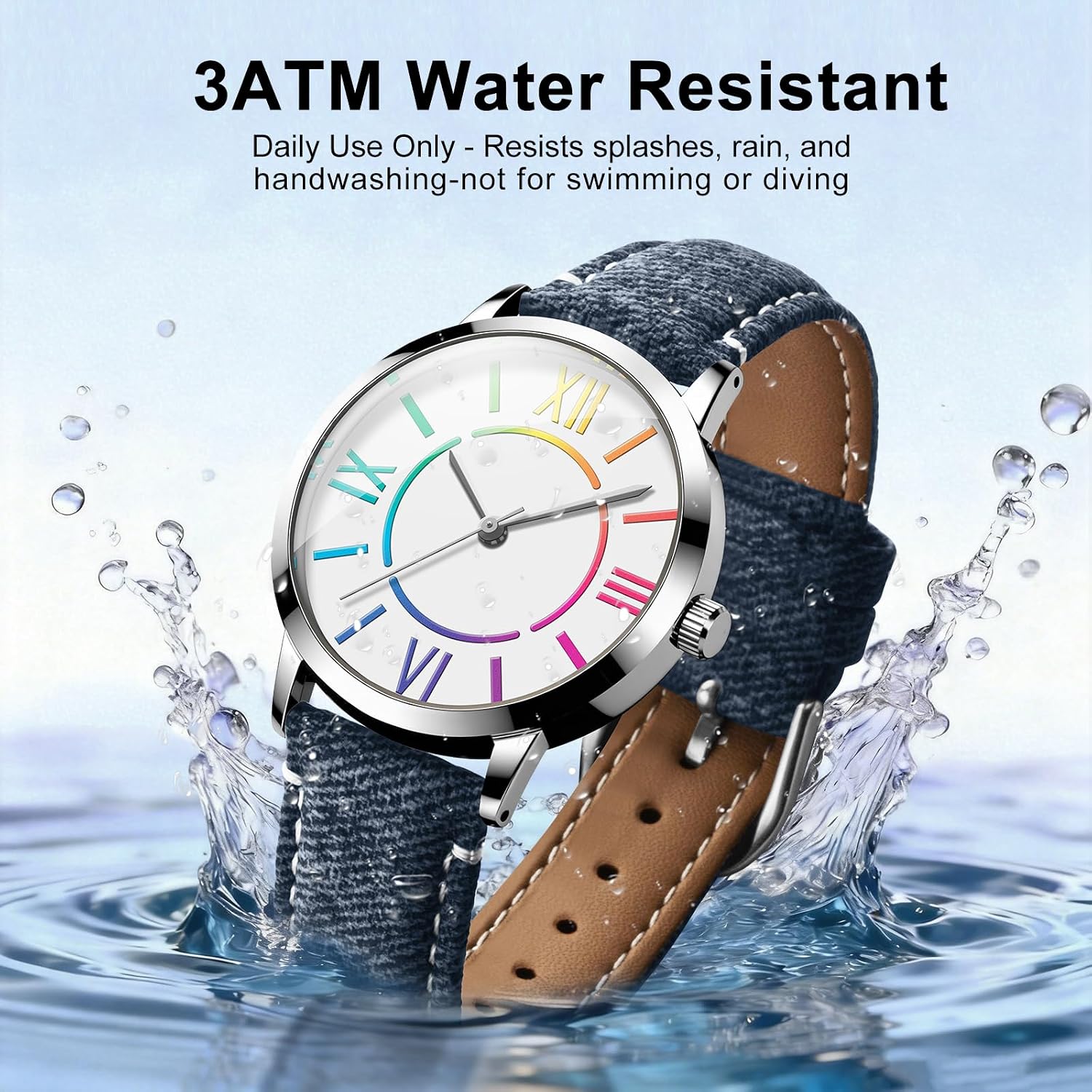 Bisley Fashion Analog Watch For Women Colorful Roman Numerals Watch Waterproof