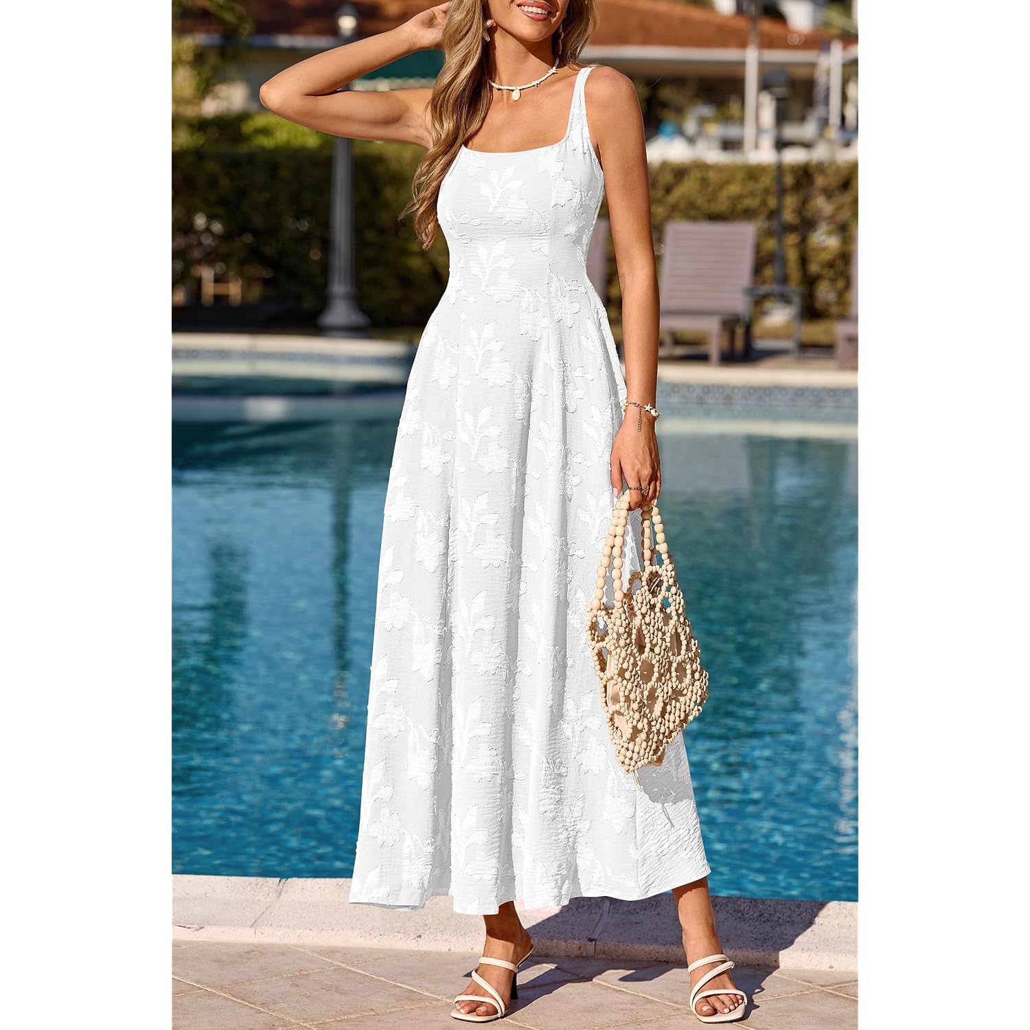 Prettygarden Womens Summer Dresses 2026 Casual Sleeveless Square Neck Formal Wedding Guest Beach Vacation Boho Maxi Dress