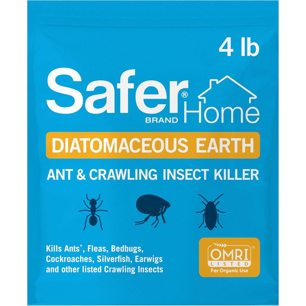 Safer Home Diatomaceous Earth 4 Lb Organic Omri De - Cockroach Killer Indoor Home, Bed Bug Killer, Kills Fleas, Ants, Silverfish, Earwigs & Crawling Insects