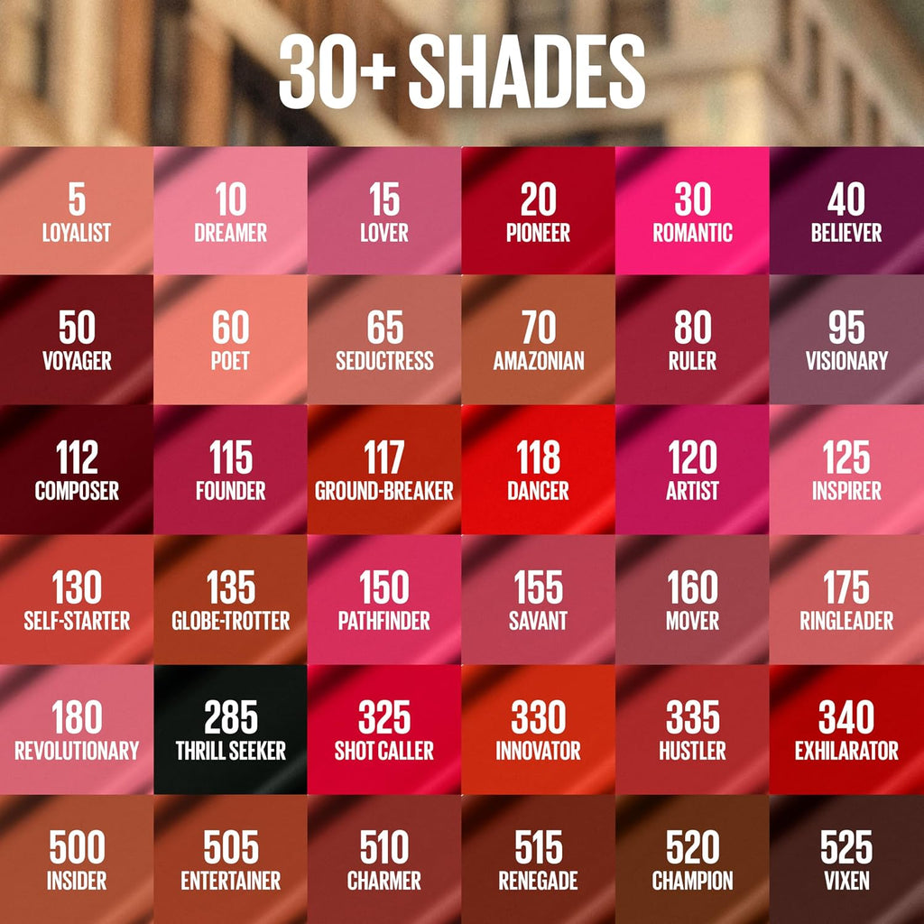 Maybelline Super Stay Matte Ink Liquid Lipstick Makeup, Long Lasting High Impact Color, Up To 16H Wear, Pioneer, Blue Red, 1 Count, Packaging May Vary