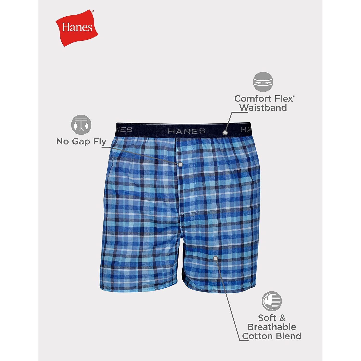 Hanes Men'S Underwear Boxers Pack, Cool & Breathable Cotton Underwear, Moisture-Wicking Boxers For Men