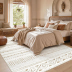 5X7 Area Rugs Living Room Rug: Washable Boho Rugs With Non Slip Backing Large Soft Indoor Stain Resistant Carpet For Bedroom Farmhouse Dining Room Lightweight Home Decor Brown/Cream
