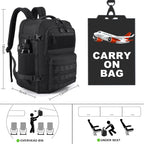 Tsa Approved Carry On Backpack, Extra Large Tactical Travel Backpack For Men, Airplane Approved Weekender Bag For Flight (Black)
