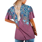 Women's Short Sleeve Summer Tunic Tops Flowy Flare Button Down Tunic Shirts Blouses S-3XL