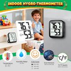 2 Pack Room Thermometer For Home, Hygrometer Indoor Humidity Meter Gauge, Digital Temperature And Humidity Monitor Sensor For House, Terrarium, Incubator, Greenhouse - Battery Included
