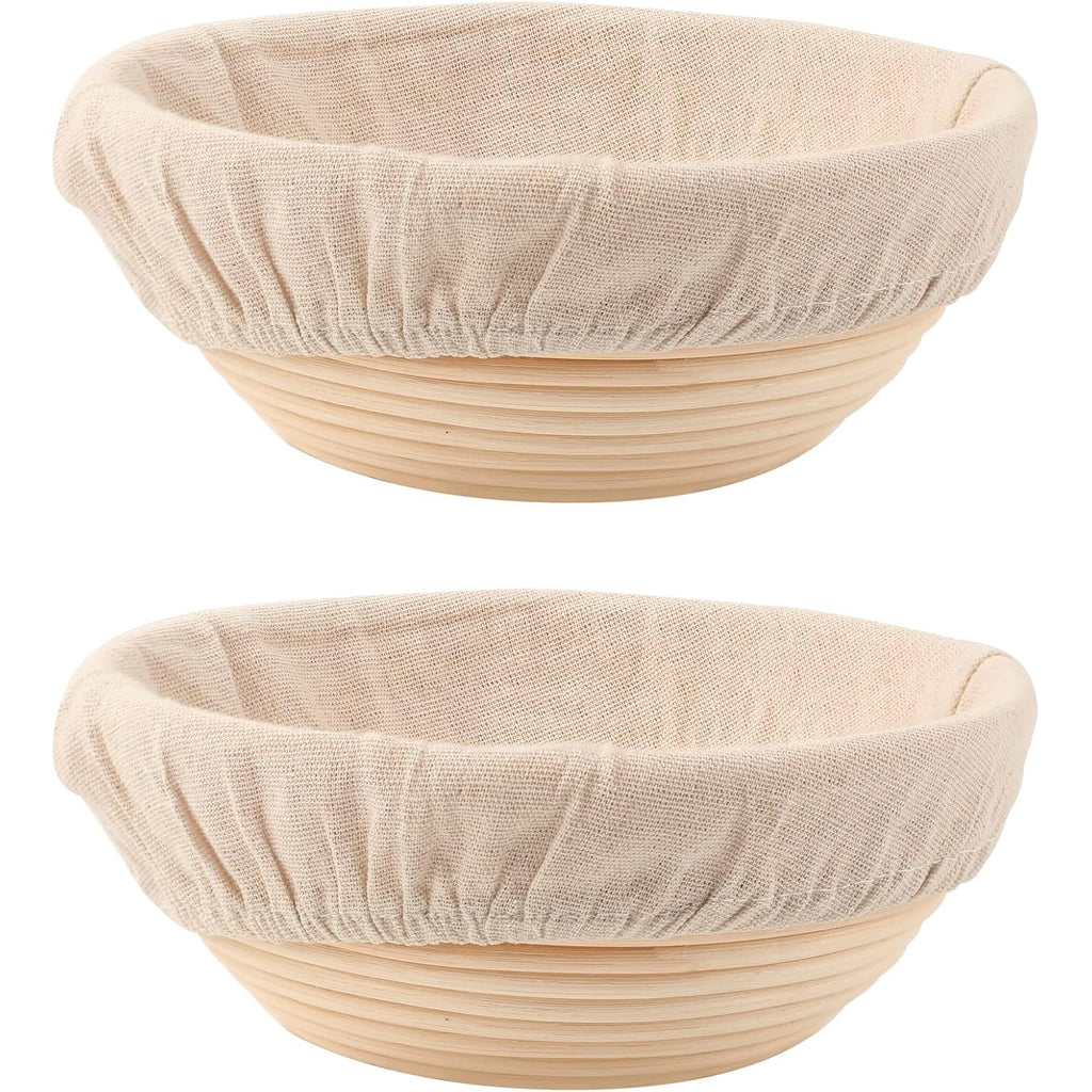 Doyolla Bread Proofing Baskets Set Of 2 8.5 Inch Round Dough Proofing Bowls And Liners Perfect Home Sourdough Bread Baking Supplies