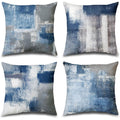 Set Of 4 Blue And Grey Abstract Art Artwork Pillow Cover 18 X 18 Inch, Gallery Modern Decorative Throw Pillows Cushion Cover For Bedroom Sofa Living Room