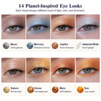 Tintark Galactic Assemble Eyeshadow Palette, 14 Solar System Shimmer Shades, 3D Planet Design, Wet Pressed Metallic Powder, Talc Free Vegan Galaxy Makeup Gift For Women Teens