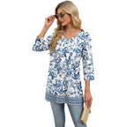 3/4 Length Sleeve Womens Tops Dressy Casual Plus Size Tunics to Wear with Leggings