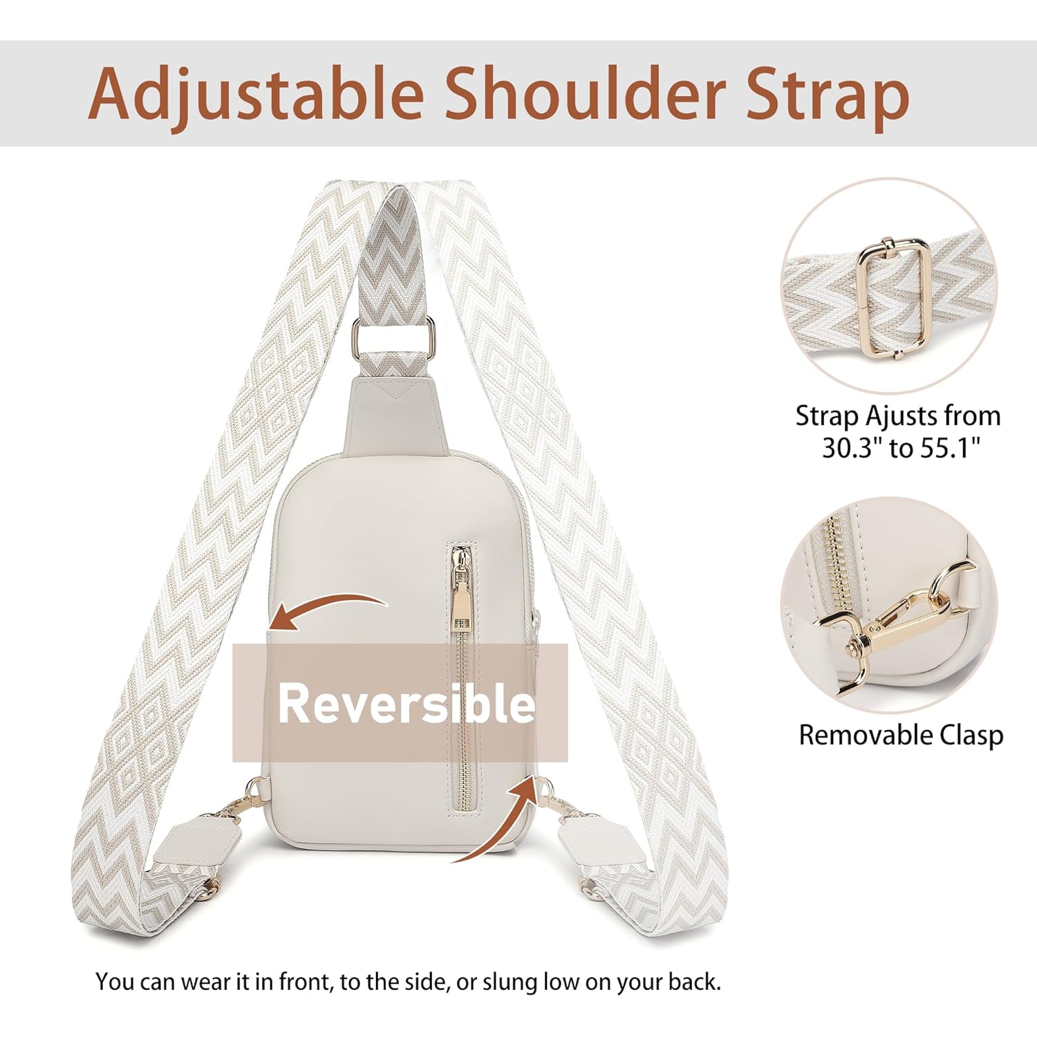 DIOMO Anti Theft Small Sling Bag for Women Cross Body Bag Trendy, RFID Fanny Packs Vegan Leather for Women Travel Belt Purse