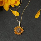 Ross-Simons 1.70 ct. t.w. Citrine and .80 ct. t.w. Smoky Quartz and .10 ct. t.w. White Topaz Sunflower Pendant Necklace in 18kt Gold Over Sterling. 18 inches