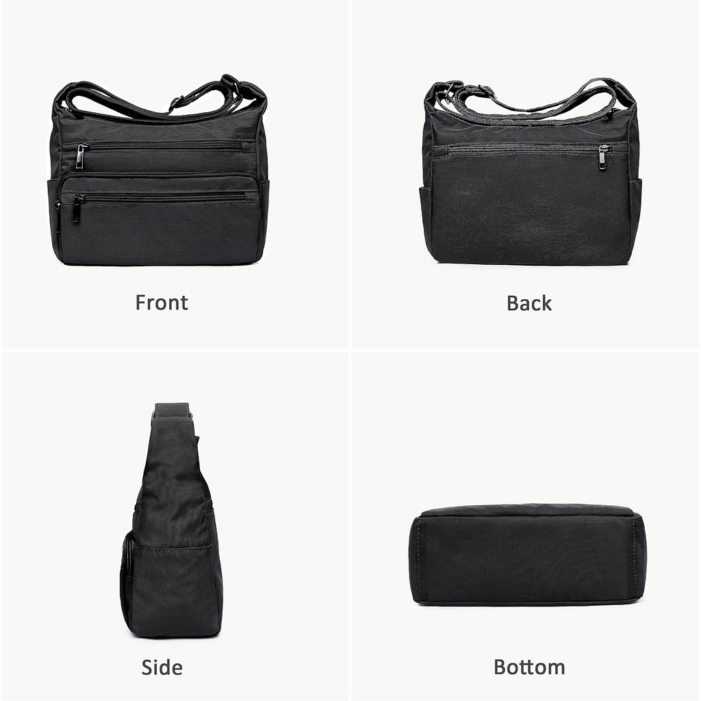 Volganik Rock Rfid Purses For Women Fabric Nylon Multi Pocket Crossbody Bag Ladies Travel Handbag