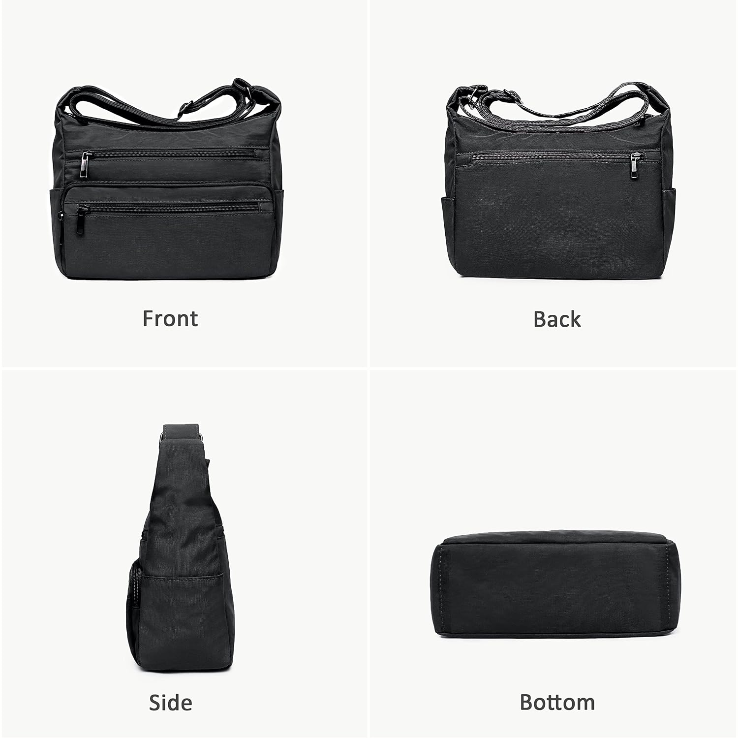 Volganik Rock Rfid Purses For Women Fabric Nylon Multi Pocket Crossbody Bag Ladies Travel Handbag