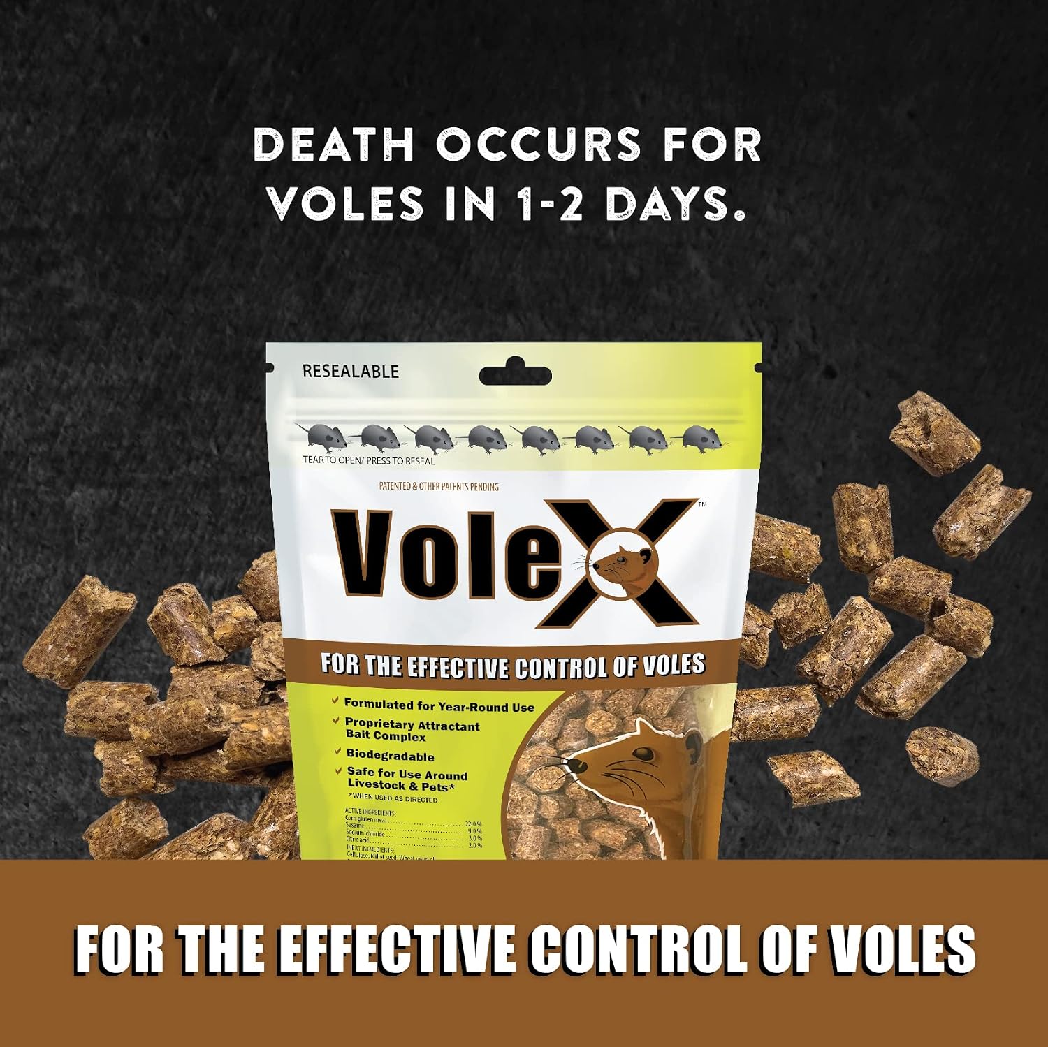 Volex - Effective Against All Species Of Voles. Safe For Use Around People, Pets, Livestock, And Wildlife