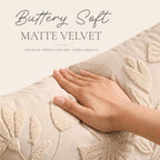 Decorative Lumbar Pillow Cover 12X20, Beige Neutral Accent Velvet Throw Pillowcase For Couch Sofa Living Room, Floral Tufted Rectangular Cushion, Cover Only