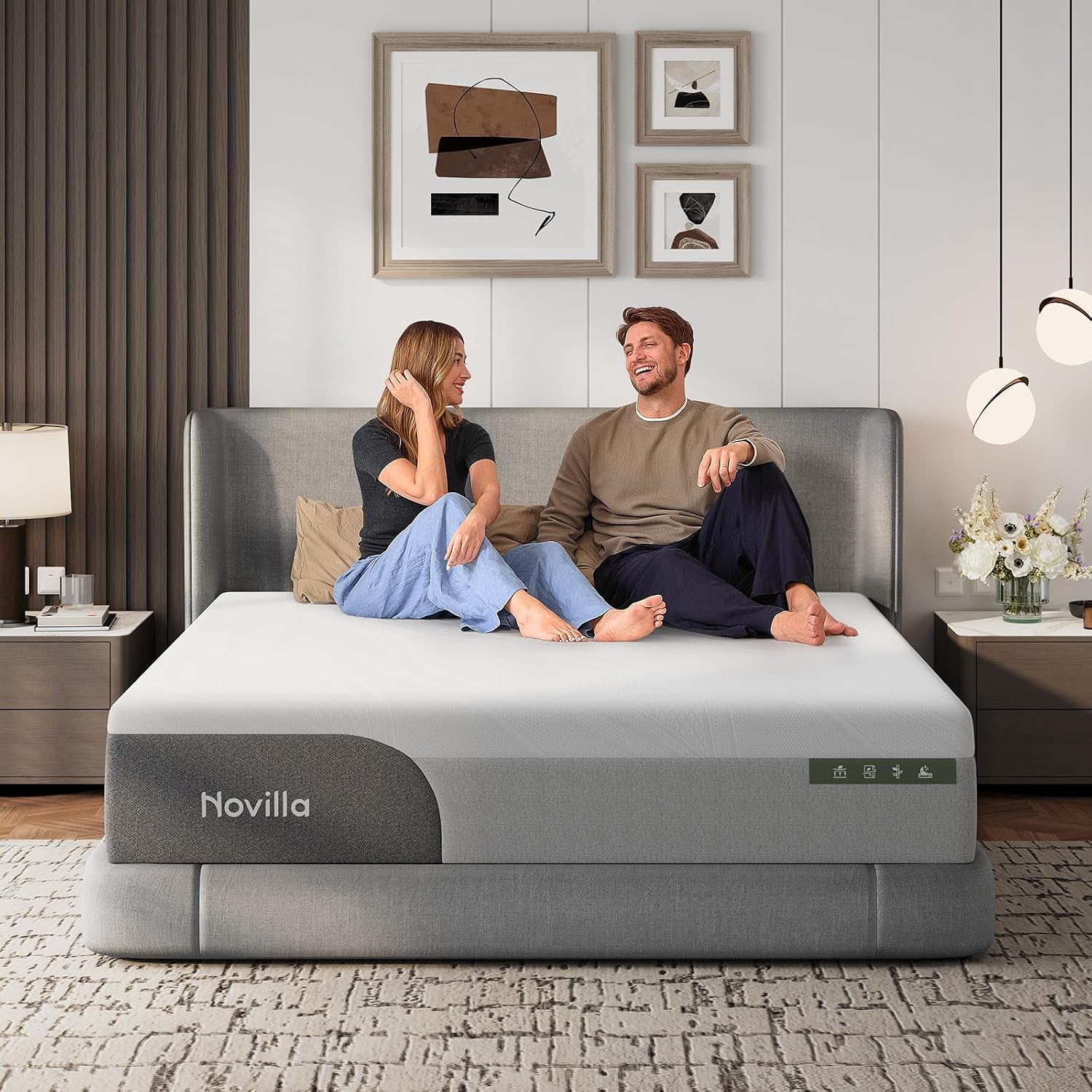 Novilla 14 Inch King Size Mattress, Gel-Infused Bliss Cooling King Memory Foam Mattress In A Box With Cool-Touch Nylon Cover, Pain Relief & Spinal Support With Certipur-Us Certified Foam