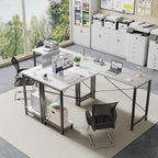Dumos 50-Inch Reversible L Shaped Desk With Cpu Shelf, White | Computer Desk With Sturdy Metal Frame, Corner Gaming Desk, Home Office Desk For Study, Writing And Work, Sturdy Modern Design