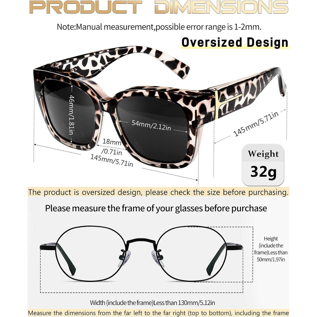 Kanastal Oversized Over Glasses Sunglasses For Women Men Square Fit Over Polarized Sun Glasses Uv400