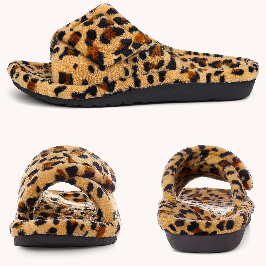Women'S Orthopedic Slippers With Arch Support Adjustable Open Toe House Shoes For Plantar Fasciitis