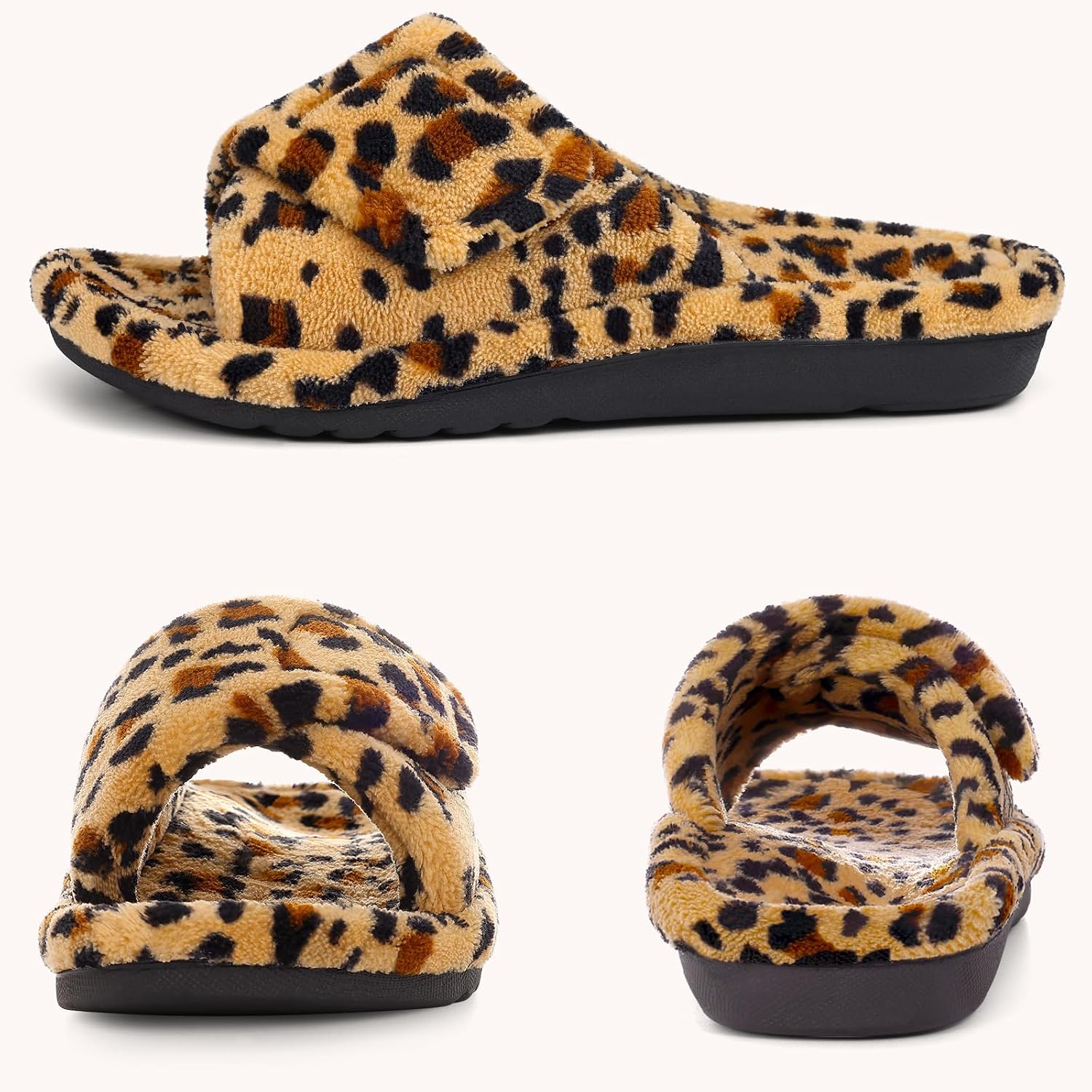 Women'S Orthopedic Slippers With Arch Support Adjustable Open Toe House Shoes For Plantar Fasciitis