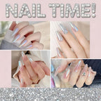 White Pearl Chrome Nail Powder, Iridescent Aurora Chrome Powder Metallic Mirror Effect, Pearlescent Mermaid Dip Powder Nail Art Decoration, Chrome Powder for Nails, Nail Charms, 3g(300+ Nails)