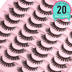 Lashes False Eyelashes Cat Eye Fake Lash Strips Natural Wispy Eyelash Pack Short Mink Cateye Strip Lashes Natural Look Clear Band Demi Wispies Pestañas Postizas For Daily Makeup And Beginners