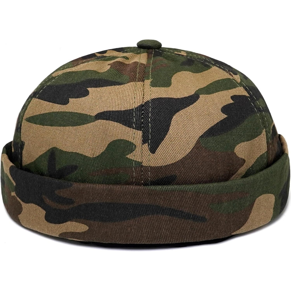 Dome Brimless Hats for Women Men Beanie Docker Cap Sailor Skull Cap Camo