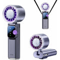 Portable Handheld Fan With Ice Cooling, Personal Rechargeable Fan 20000Rpm,199-Speed Mini Neck Fan With 4000Mah Battery Powered Up To 15Hrs With Led Display For Travel, Camping & Outdoor, Purple