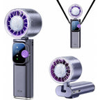Portable Handheld Fan With Ice Cooling, Personal Rechargeable Fan 20000Rpm,199-Speed Mini Neck Fan With 4000Mah Battery Powered Up To 15Hrs With Led Display For Travel, Camping & Outdoor, Purple