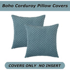 Kevin Textile Throw Pillow Covers Soft Corduroy Decorative Set Of 2 Boho Striped Pillow Covers Pillowcases Farmhouse Home Decor For Couch Bed Sofa Living Room 18X18 Inch Blue Grey