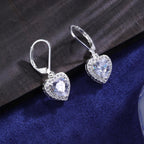 925 Sterling Silver 14K Gold Plated Heart Dangle Earrings, ALEXCRAFT Dangling Drop Earring for Trendy Women Leverback Earings Cubic Zirconia Hypoallergenic