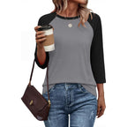 3/4 Length Sleeve Womens Tops Baseball Shirt Women Summer Outfits Women'S T-Shirts Tees Blouses