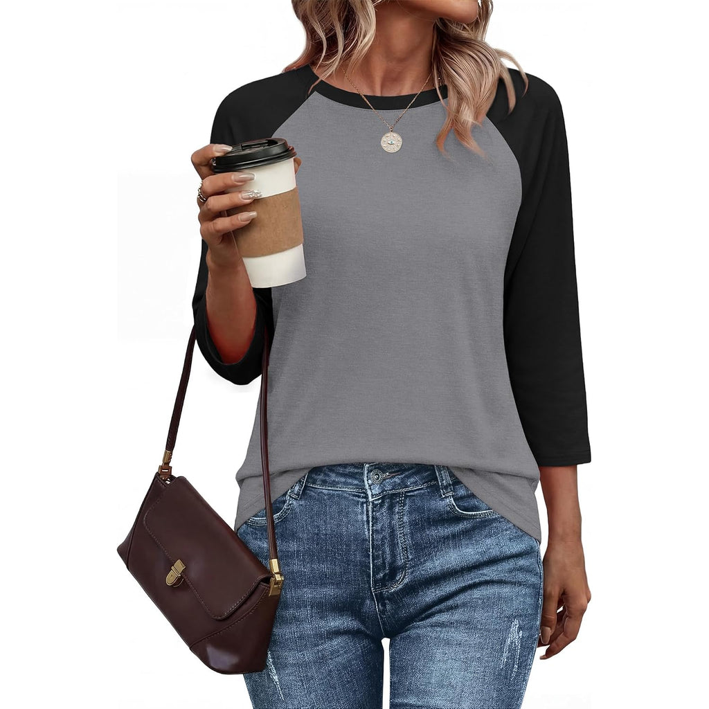 3/4 Length Sleeve Womens Tops Baseball Shirt Women Summer Outfits Women'S T-Shirts Tees Blouses