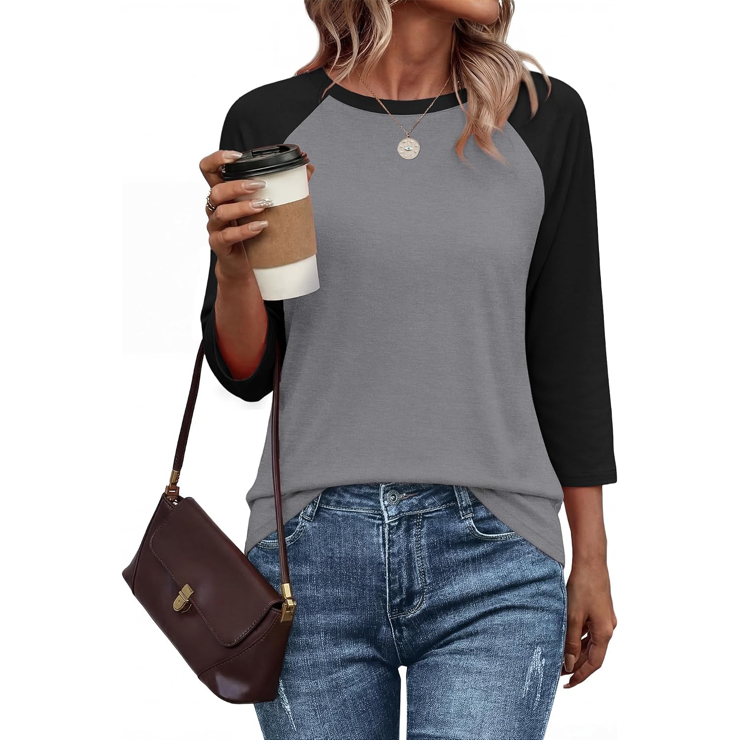 3/4 Length Sleeve Womens Tops Baseball Shirt Women Summer Outfits Women'S T-Shirts Tees Blouses